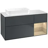 Villeroy & Boch Finion Waschtischunterschrank F691PCHG 120x60,3x50,1cm, Regal rechts Oak Veneer, Midnight Blue Matt Lacquer