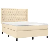 vidaXL Boxspringbett mit Matratze Creme 140x200 cm Stoff