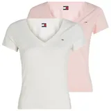 Tommy Hilfiger TJW 2PACK V-Neck Tee Ecru/Precious Pink XS
