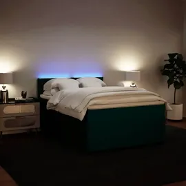 vidaXL Boxspringbett 140 x 200 cm Dunkelgrün