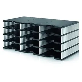 Styro Sortierstation styrodoc trio black & white schwarz/weiß mit 12 Fächern