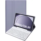 HLTOOP Tastatur Hülle für Samsung Galaxy Tab A9 8,7 Zoll 2023, Abnehmbare Tastatur Mit Stifthalter, Schutzhülle Für Tab A9 8,7 Zoll Tablet SM-X110/X115/X117,Lila