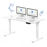 FLEXISPOT Höhenverstellbarer Schreibtisch 140x70 cm-mit 2 starken Motoren-Stabiler Schreibtisch Höhenverstellbar Elektrisch-Standing Desk mit Memory-Funktion(weiß+weiß)