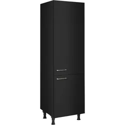 Kühlmodul NOBILIA ""Touch", für ein Kühl- und Gefrierschrank, Ausrichtung wählbar", schwarz (front: lacklaminat schwarz supermatt, korpus: schwarz), B:60cm H:216,6cm T:58,3cm, Schränke, vormontiert, Ausrichtung wählbar, Breite/Höhe: 60/216,6 cm
