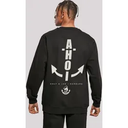 Kapuzenpullover F4NT4STIC "Herren Sweatshirt Ahoi Anker Knut & Jan Hamburg", Herren, Gr. 3XL, schwarz, Obermaterial: 50% Baumwolle, 50% Polyester, casual, relaxed fit, Rundhals, Langarm, Pullover, Print