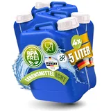 Kosmetex 4X Blauer Kanister 5L, Wasserkanister BPA frei & lebensmittelecht für Camping, Garten & Gewerbe, Robust haltbarer Premium Trinkwasser Kanister, Made in Germany