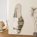 Goezes Asymetrischer Ganzkörperspiegel 60x165cm Standspiegel Unregelmäßiger Bodenspiegel, HD Groß Standspiegel Ganzkörper Deko-Wandspiegel für Schlaf-, Wohn-, Ankleide-, Flur