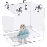 Stronrive Vogelbadewanne Transparente tragbare Vogelduschenbox für Käfig mit Haken mit No-Leckage-Design Neue Käfigverzierung für Papageiensittiche Wellensittiche Turteltauben