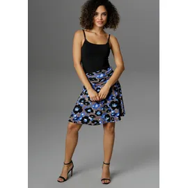 Aniston SELECTED Sommerrock Damen Floral Blau/Schwarz 38