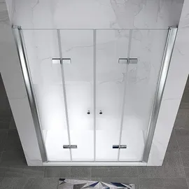 i-flair Duschfalttüren 100-104 cm - Höhe: 195 cm, Duschabtrennung aus 6 mm teilsatiniertem ESG Sicherheitsglas mit Nanobeschichtung
