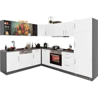 kochstation Winkelküche KS-Paris L-Form 220 cm weiß