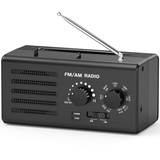 Transistorradio – AM FM Tragbares Radio mit Bestem Empfang, Eingebautem Lautsprecher, Kopfhöreranschluss, unterstützt USB-Stromversorgung/Batteriebetriebenes Radio für Zuhause/Outdoor/Camping(Schwarz)