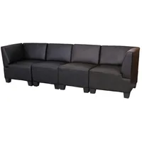 Mendler Modular 4-Sitzer Sofa Couch Lyon, Kunstleder ~ schwarz, hohe Armlehnen