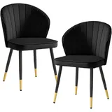 FineBuy Esszimmerstuhl Samt schwarz 2er Set