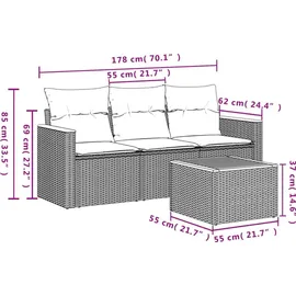 vidaXL Gartensofa-Set 4-tlg. grau