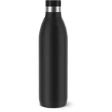 Emsa Bludrop Isolier-Trinkflasche, wiederverwendbar, Edelstahl, nachhaltig, Pulverbeschichtung, 360°-Trinkrand, 20h heiß/40h kalt, 1 Liter, auslaufsicher, Schwarz, N3112000