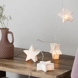 Lights4fun 10er LED Papier Sternen Lichterkette warmweiß batteriebetrieben Innen Leuchtsterne Kinderzimmer Lichterkette Nachtlicht Kinderzimmer