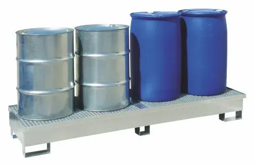 Hardwex Auffangwanne mit Gitterrost, unterfahrbar, feuerverzinkt, für 4x200-l-Fässer, 270 l
