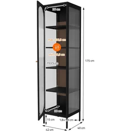 ML-Design Vitrinenschrank 42 x 175 x 40 cm Schwarz