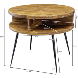 'massivart' Couchtisch, Sheesham, massiv, gebeizt 60 x 60 cm, - YORICK