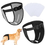 2er-Pack Hundehosen, Hundewindeln mit 6 Damenbinden, verstellbare Schutzhose für Hündinnen bei Hitze, monatliche Blutungen, wiederverwendbar, waschbar, Hygienehose für Hunde (2XL-schwarz&grau)