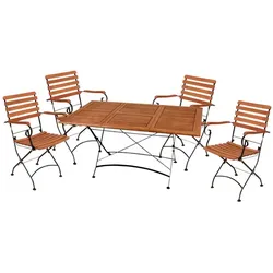 Gartenmöbelset, 4 Sitzplätze, eukalyptusholz/Stahl - beige