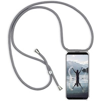 YMCASE Handykette Handyhülle für Samsung Galaxy A32 5G mit Band - Handy-Kette Handy Hülle mit Kordel zum Umhängen Handyanhänger Halsband Lanyard Case - Transparent Schutzhülle in Grau