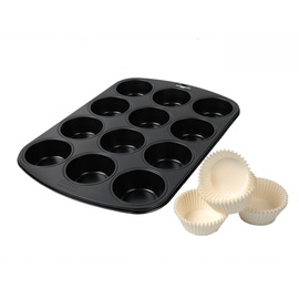 Kaiser Backformen KAISER Muffin-Backform Muffinform für 12 Muffins mit 60 Papierbackförmchen
