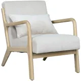 byLIVING Sessel NOHR Grob-Cord 65,5 x 78 x 84 cm Weiß mit Zierkissen