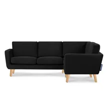 Konsimo Eckcouch Velours 2-Sitzer Schwarz