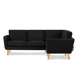 Konsimo Eckcouch Velours 2-Sitzer Schwarz