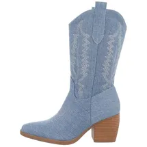 Ital-Design Cowboyboots Damen Blau 38