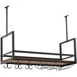 [en.casa] Weinregal mit Glashalterung Borejle 80x30x65 cm Schwarz/Walnussoptik