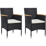 vidaXL Garten-Essstühle 2 Stk. Poly Rattan Schwarz