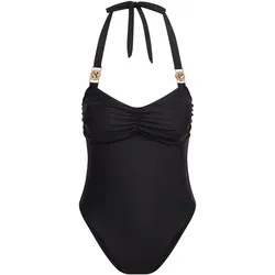 Badeanzug MODA MINX "Amour Rouched", Damen, Gr. S, schwarz, 82% Polyamid, 18% Elasthan, unifarben, feminin, Badeanzüge, mit tollem Steinbesatz
