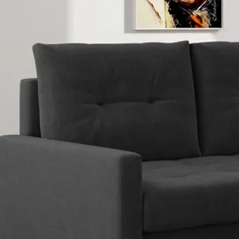 möbel punkt Ecksofa OSLO Webstoff Schwarz mit Bett Bettkasten Sofa Schlafsofa Ottomane universell Links oder Rechts