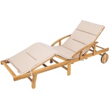 HOBBYGARDEN Auflagen für Deckchair, Kissen für Liegenauflage, Gartenliege Auflage, Polsterauflage für Sonnenliege, Produktabmessung: 185x56x4 cm, Beige