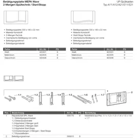 MEPA MEPAwave für A21/E21 Betätigungsplatte 420305 Start/Stopp, Matt Chrom