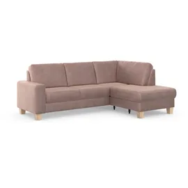 Home Affaire Ecksofa »Summer L-Form«, mit Ottomane, wahlweise mit Bettfunktion und Bettkasten, Cord-Bezug rosa