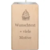 Weihnachtsdeko Teelichthalter mit Gravur und Motiv - personalisierter Kerzenständer Weihnachten, Kerzenhalter mit Name und Spruch, Adventskranz, inklusive Teelicht - Kerzen