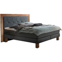 Hasena Boxspringbett 140-180 cm Braun / Dunkelgrau, Liegefläche:180 x 200 cm, Topper:Base-Topper