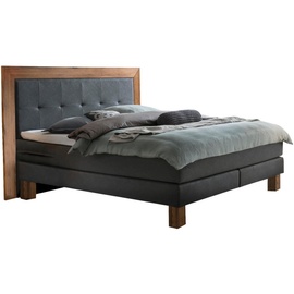 Hasena Boxspringbett 140-180 cm Braun / Dunkelgrau, Liegefläche:180 x 200 cm, Topper:Base-Topper
