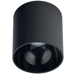 Licht-Erlebnisse Schwarzer Aufbauspot POINT Metall akzentuiert GU10 kompakt Ø12,7cm runder Deckenstrahler Flur, NO1/8/0053