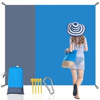 YXHZVON Strandmatte, 210 x 200 cm Picknickdecke Stranddecke, Wasserdicht Strandmatte Gepolstert Faltbar für Strand, Camping, Wandern, Picknick (Blau)