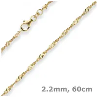 Schmuck Krone Goldkette 2,2mm Singapurkette aus 333 Gelbgold 60cm, Gold 333 goldfarben