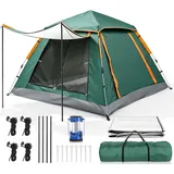 Zelt 2–3 Personen Automatisches Pop-Up Zelt, Wasserdichtes Camping Zelt mit Vorzelt Fenster, Wurfzelt mit Doppeltürlüftung, Moskitoschutz, LED-Licht, Bodenmatte, TragetascheI für Camping Familien