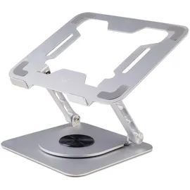 ewent Laptop Ständer mit 360 Drehbarer Basis aus Aluminiumlegierung, Höhenverstellbar, Belüfteter, Verstellbarer ergonomischer Ständer, Faltbarer Laptop Stand, für 10-17,3" Laptop