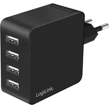 Logilink PA0336 - USB Lade- /Steckdosenadapter, 4x USB-A, 24 W, mit 5-Fach Geräteschutz