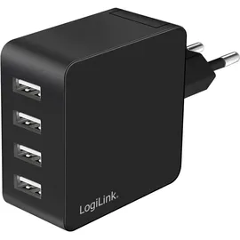 Logilink PA0336 - USB Lade- /Steckdosenadapter, 4x USB-A, 24 W, mit 5-Fach Geräteschutz