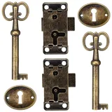 QIUUE 2 Stück Vintage Schranktürschloss mit Schlüssel für Schmuckschrank